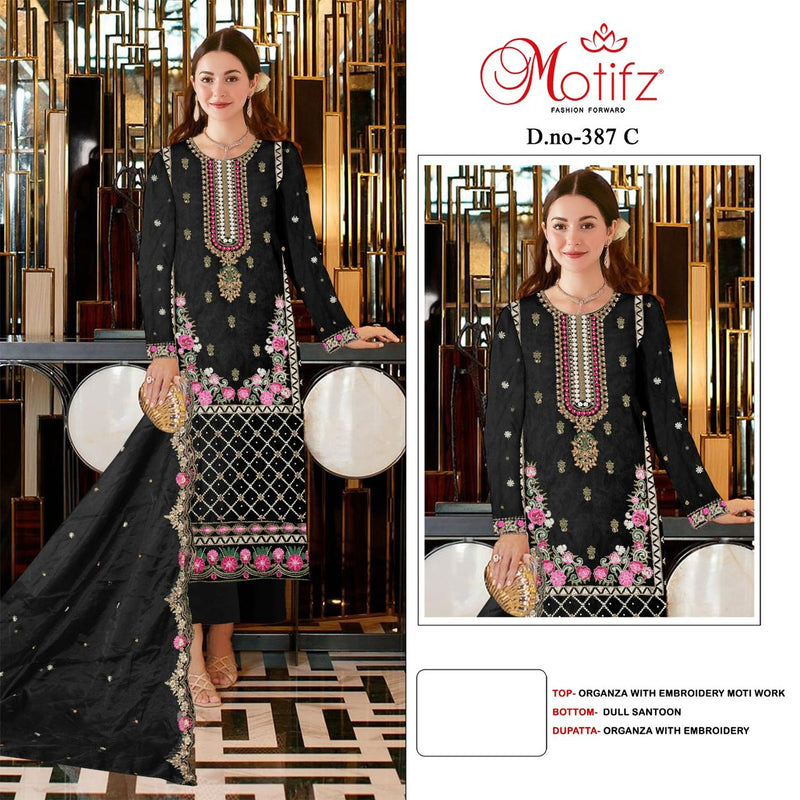 Motifz D NO 387 Organza With Embroidery Work Pakistani Salwar Suit Collection