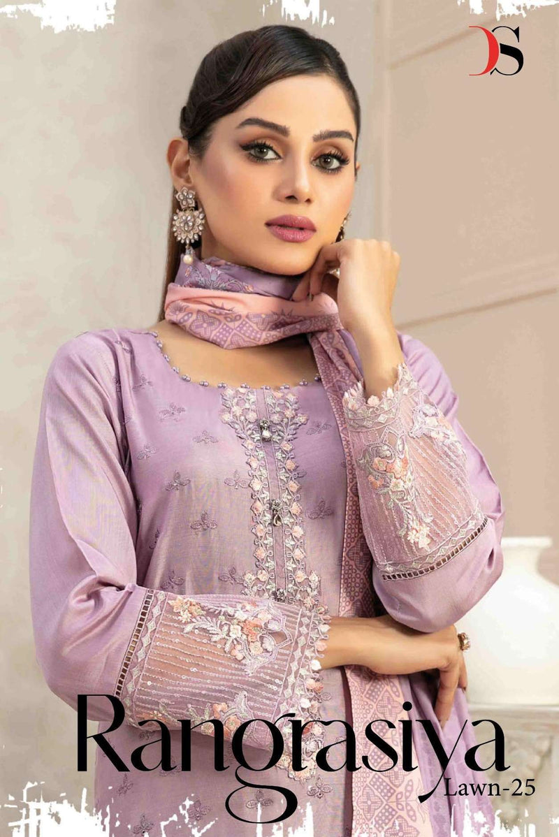 Deepsy Suit Rangrasiya Premium Lawn 25 Pure Cotton Self Embroidered Suit