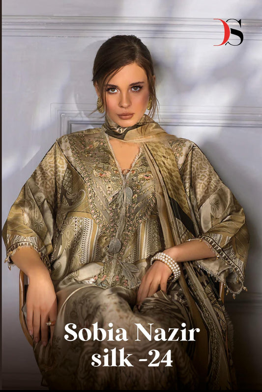 Deepsy Suit Sobia Nazir Silk 24 Pure Japan Silk Digital Print With Embroidery Work Salwar Suit