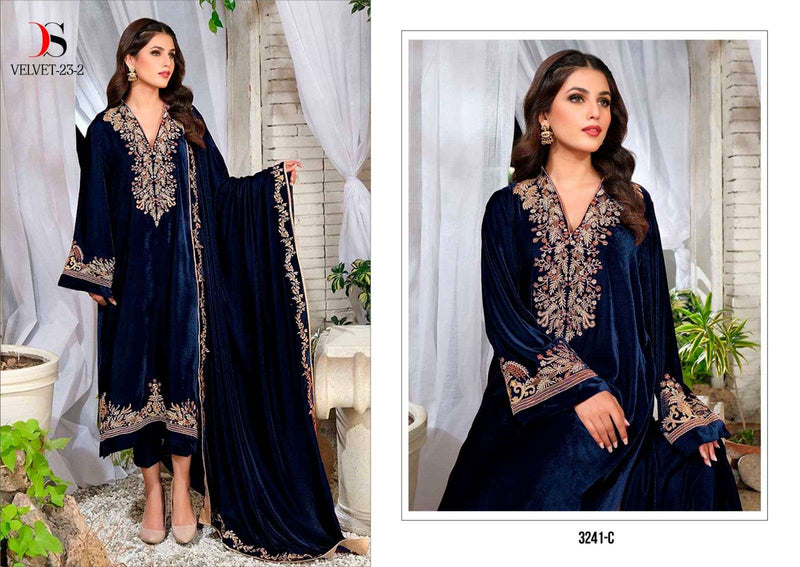 Deepsy Suit Velvet 23 Vol 2 D No 3241 -Velvet With Heavy Embroidery Designer Salwar Suit