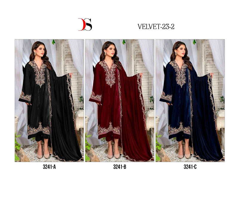 Deepsy Suit Velvet 23 Vol 2 D No 3241 Velvet With Heavy Embroidery Work Pakistani Salwar Suit