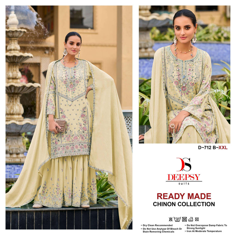 Deepsy Suits D 712 Pure Chinon Embroidered Handwork Pret Kurti