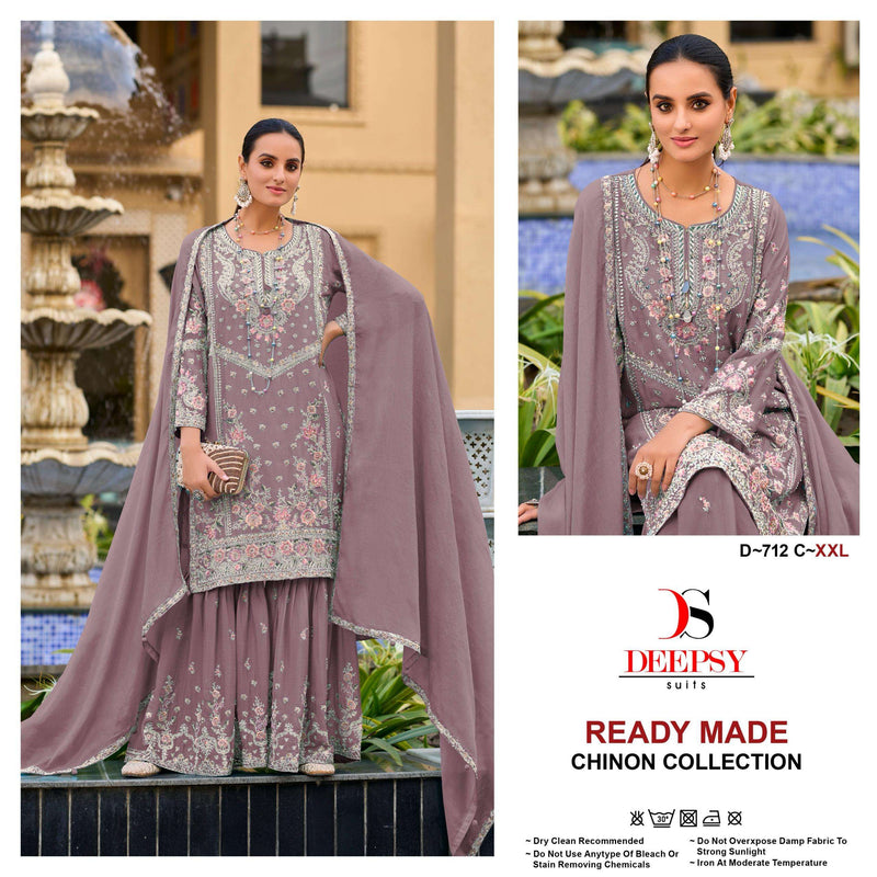 Deepsy Suits D 712 Pure Chinon Embroidered Handwork Pret Kurti