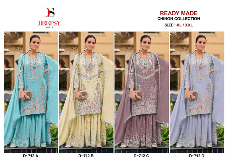 Deepsy Suits D 712 Pure Chinon Embroidered Handwork Pret Kurti