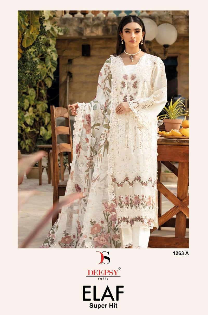 Deepsy Suits Elaf Super Hit 1263 Pure Cotton Self Embroidered Pakistani Suit