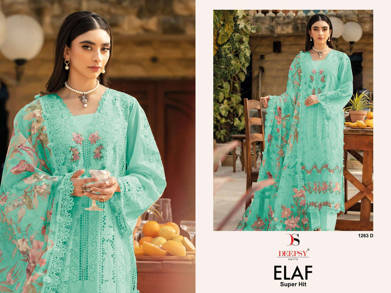 Deepsy Suits Elaf Super Hit 1263 Pure Cotton Self Embroidered Pakistani Suit