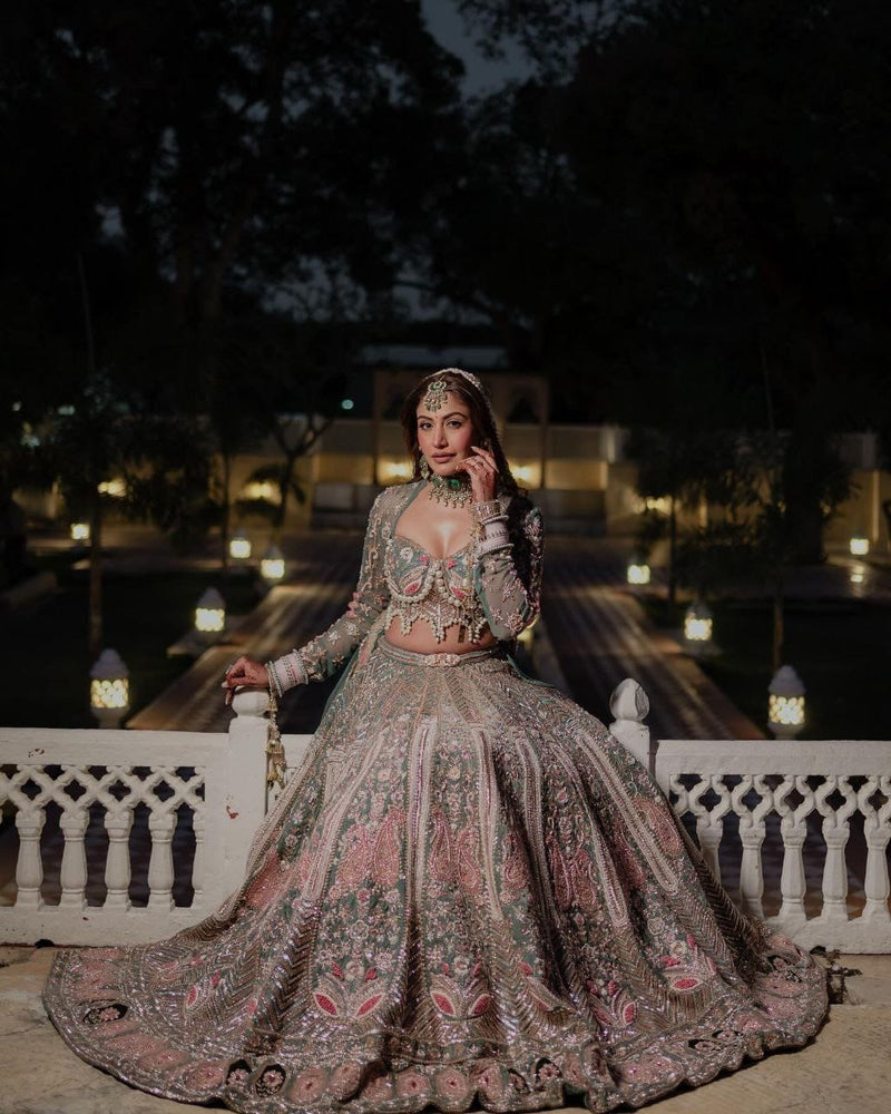 SYF HC-971 Kasturi Silk Bridal Lehenga – Heavy Embroidery, Sequins & Hand Pearl Work | Wedding Collection 2025