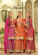 Eba Lifestyle Armani Vol 7 Heavy Chinon Embroidered Work Sharara Suit