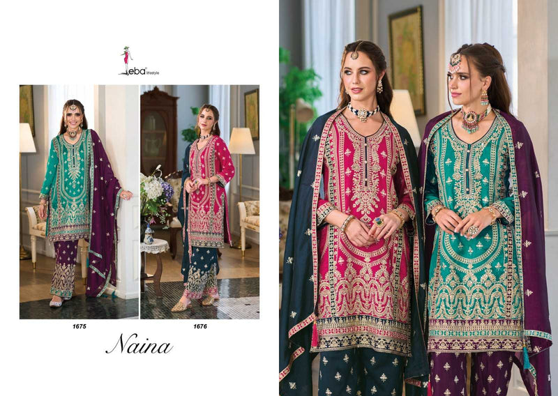 Eba Lifestyle Naina Premium Silk With Embroidery Work Fancy Designer Combo Set Of Pret Kurti