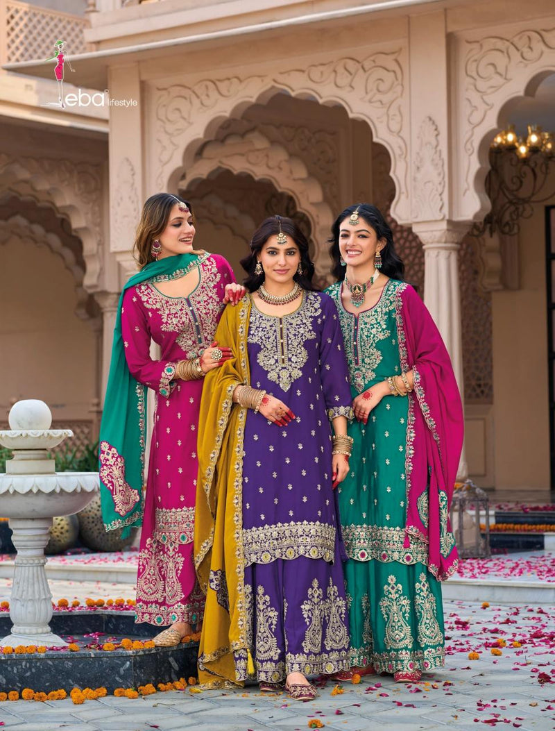 Eba Lifestyle Nikhar Pure Chinon Embroidery Work Fancy Wear Salwar Suit