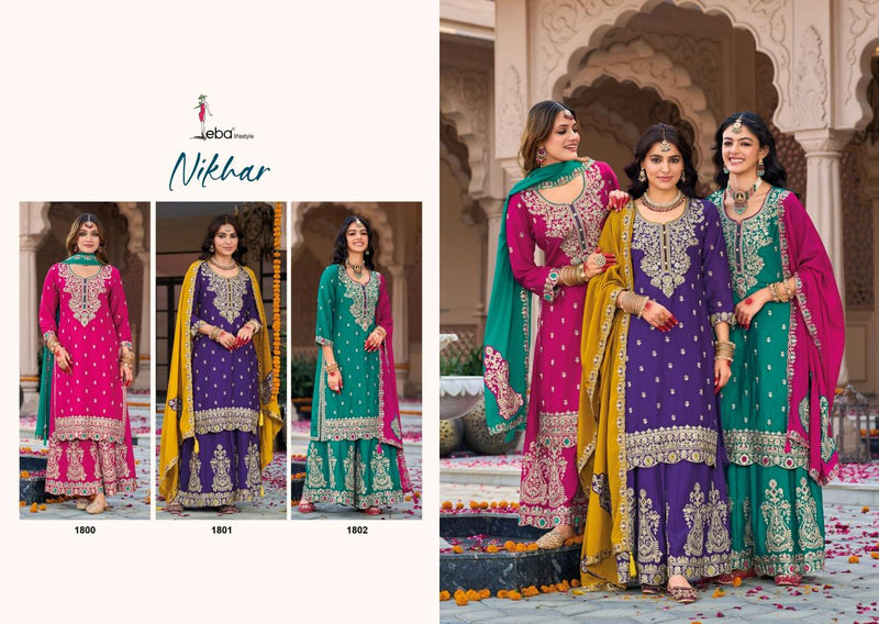 Eba Lifestyle Nikhar Pure Chinon Embroidery Work Fancy Wear Salwar Suit