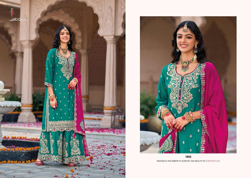 Eba Lifestyle Nikhar Pure Chinon Embroidery Work Fancy Wear Salwar Suit