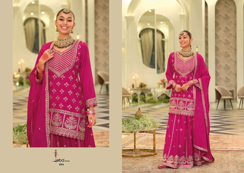 Eba Lifestyle Rangoli Chinon Embroidered Work Designer Wear Sharara Suit