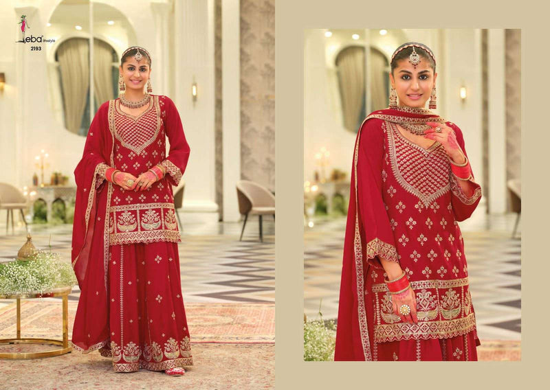 Eba Lifestyle Rangoli Chinon Embroidered Work Designer Wear Sharara Suit