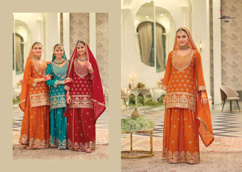 Eba Lifestyle Rangoli Chinon Embroidered Work Designer Wear Sharara Suit