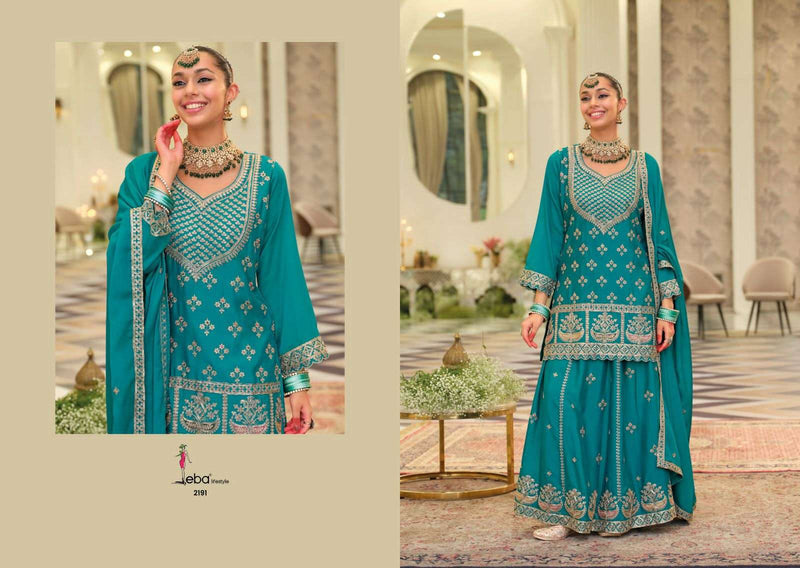 Eba Lifestyle Rangoli Chinon Embroidered Work Designer Wear Sharara Suit