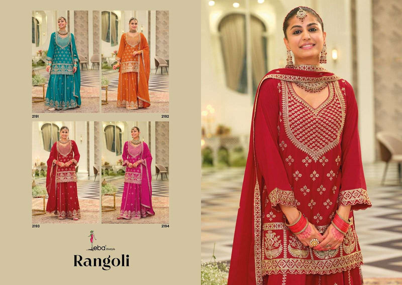 Eba Lifestyle Rangoli Heavy Chinon Embroidered Work Kurti