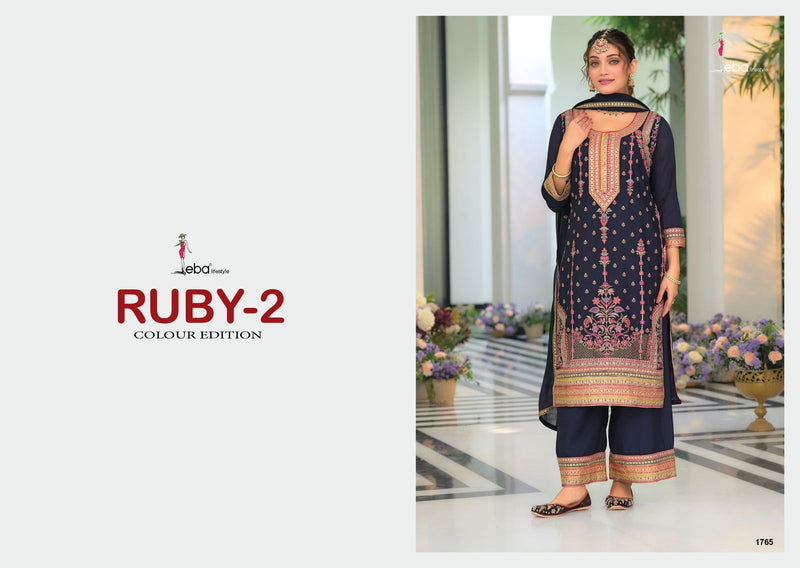 Eba Lifestyle Ruby Colour Edition 2 Heavy Chinon Embroidery Work Fancy Kurti