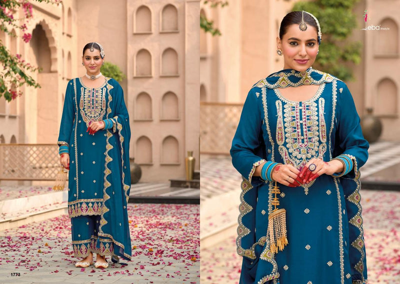 Eba Lifestyle Sahaj Pure Heavy Chinon Embroidered Work Fancy Partywear Suit