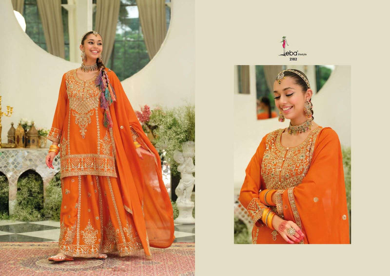 Eba Lifestyle Suhani Fancy Chinon Embroidered Work Designer Sharara Suit