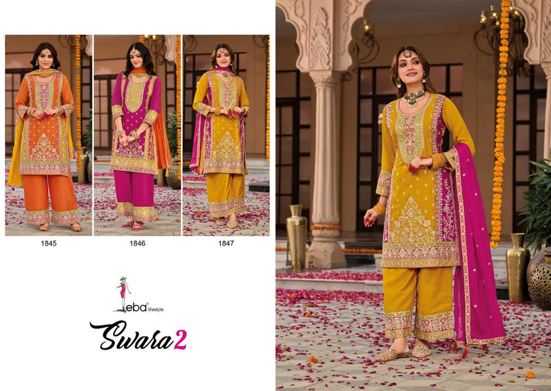 Eba Lifestyle Swara Vol 2 Heavy Chinon Embroidered Work Designer Suit