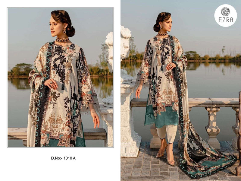 Ezra 1010 Pure Cotton Heavy Embroidery Work Pakistani Salwar Suit