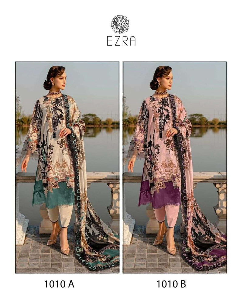 Ezra 1010 Pure Cotton Heavy Embroidery Work Pakistani Salwar Suit