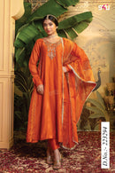 S4U by Shivali Festive Diaries Vol 28 Radiant Orange Silk Anarkali Set with Embroidered Neckline