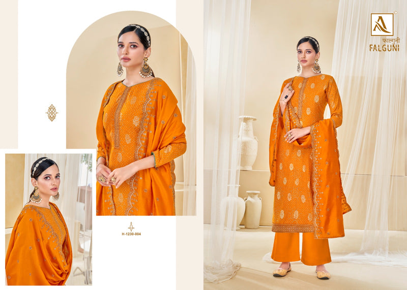 Alok Suits Falguni Rayon Foil & Bandhani Print With Fancy Embroidery Work Suits