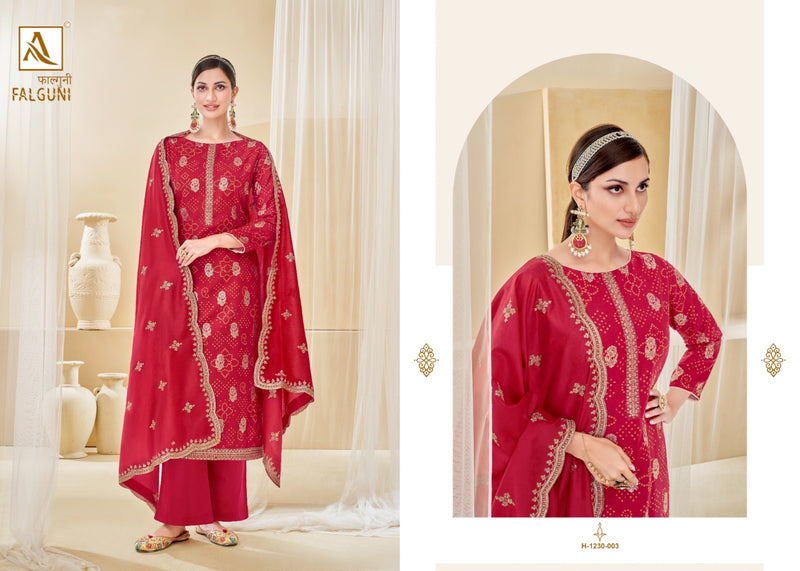 Alok Suits Falguni Rayon Foil & Bandhani Print With Fancy Embroidery Work Suits