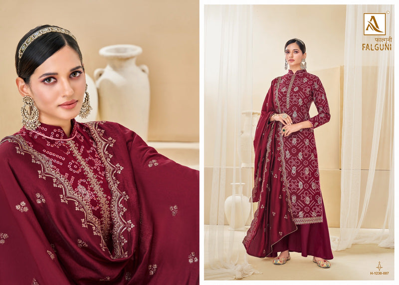 Alok Suits Falguni Rayon Foil & Bandhani Print With Fancy Embroidery Work Suits