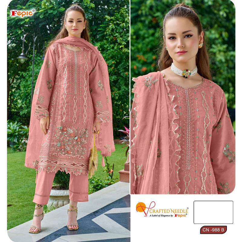 Fepic Crafted Needle Cn 988 Organza Embroidered Handwork Pret Kurti