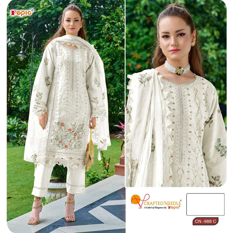 Fepic Crafted Needle Cn 988 Organza Embroidered Handwork Pret Kurti