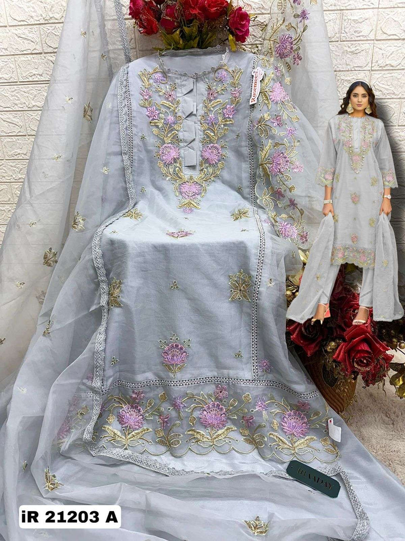 Fepic Iraaday IR 21023 Organza Embroidered  Heavy Handwork Pakistani Suit