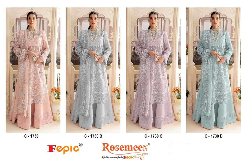 Fepic Rosemeen C 1730 Organza Embroidered With Heavy Pearl Works Designer Salwar Kameez