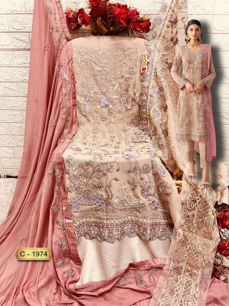 Fepic Rosemeen C 1974 Georgette Embroidered Pakistani Salwar Kameez