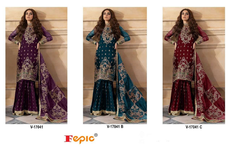 Fepic Suit C 17041 Pure Velvet Embroidery Work Pakistani Suit