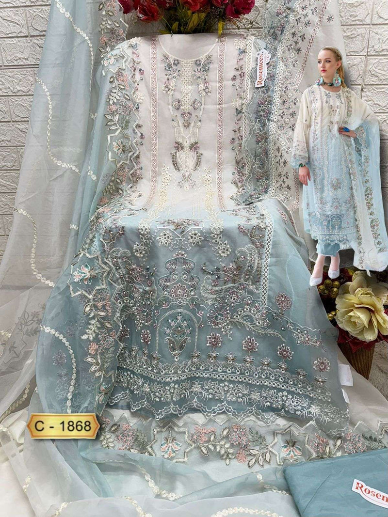 Fepic Suit C 1868 Organza Embroidered Handwork Designer Salwar Suit