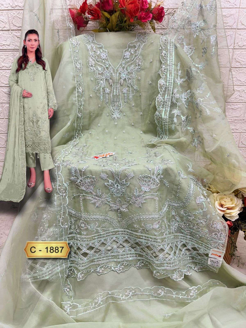 Fepic Suit C 1887 Organza Embroidered Pakistani Salwar Suit