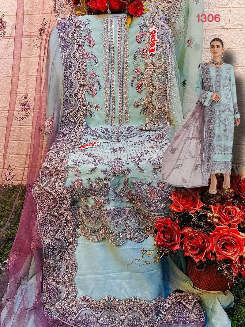 Fepic Suit Rosemeen C 1306 Georgette Embroidered Handwork Pakistani Suit