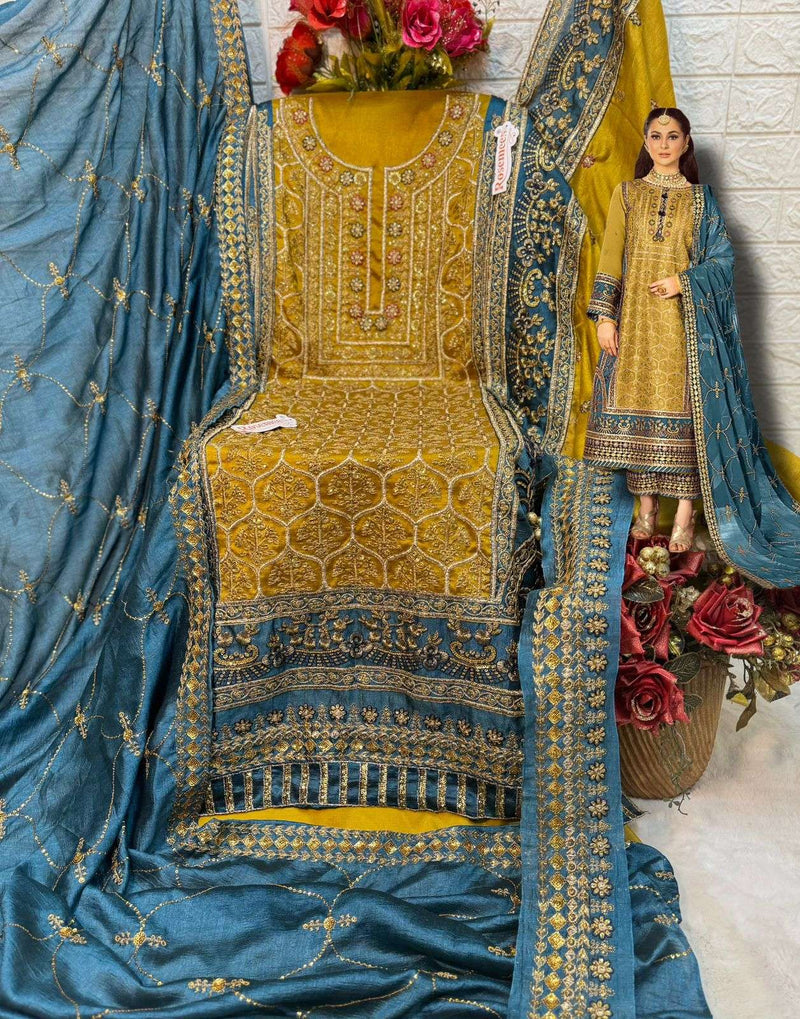 Fepic Suit Rosemeen C 1710 Chinon Silk Embroidered Handwork Salwar Suit