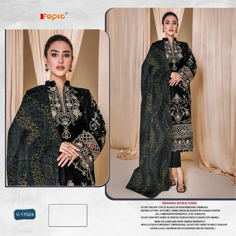 Fepic Suits V 17024 Velvet Embrodiered Designer Pakistani Suit
