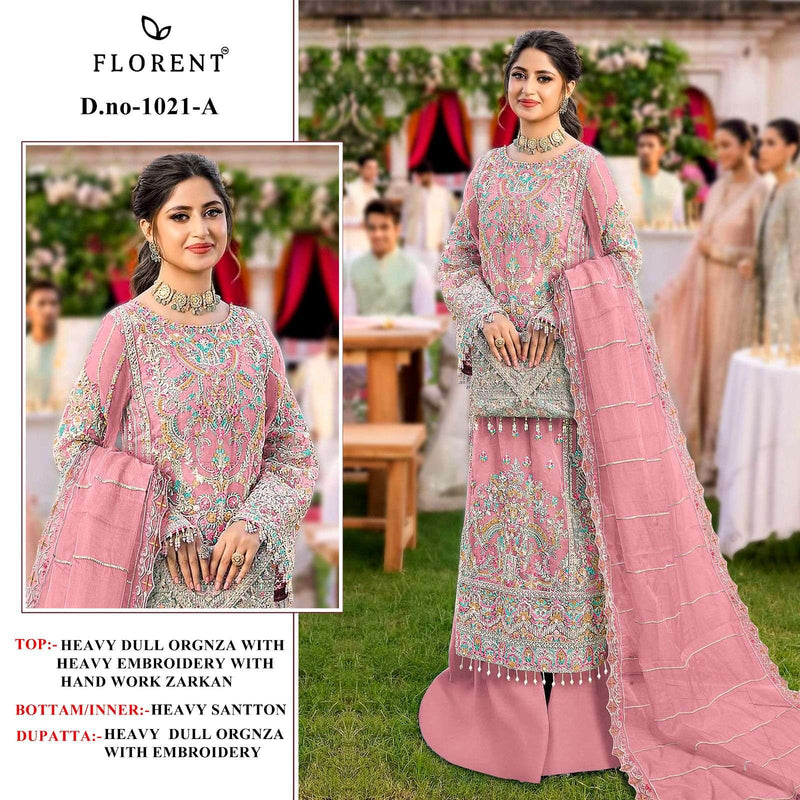 Florent Tm 1021 Abcd Organza Embroidery Handwork Salwar Suit