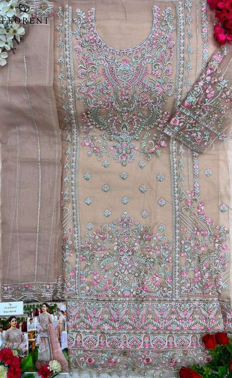 Florent Tm 1021 Abcd Organza Embroidery Handwork Salwar Suit