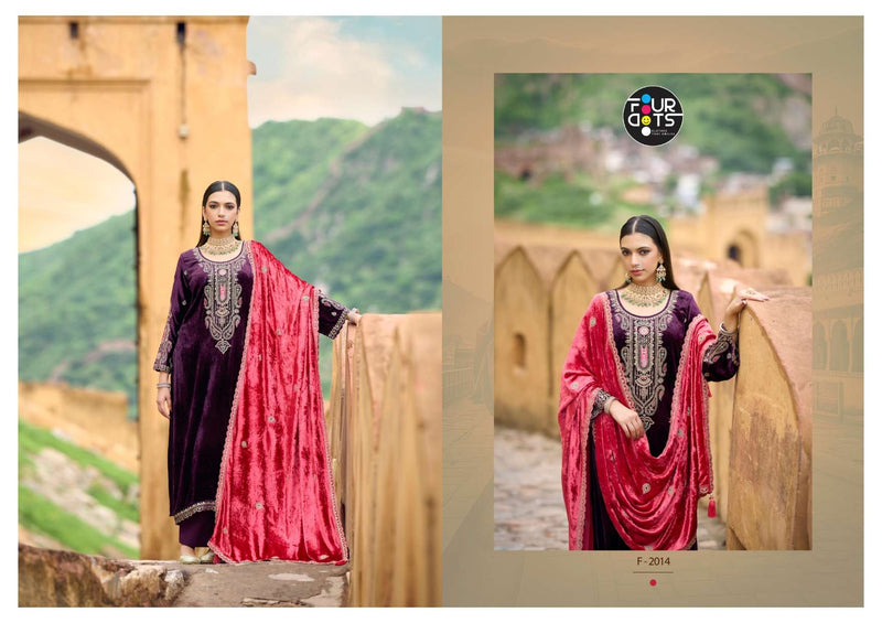 Fourdots Elegance Makhmali Velvet Khatli Work Embroidered Salwar Kameez
