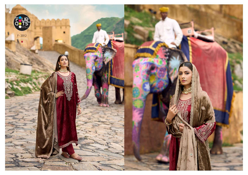 Fourdots Elegance Makhmali Velvet Khatli Work Embroidered Salwar Kameez