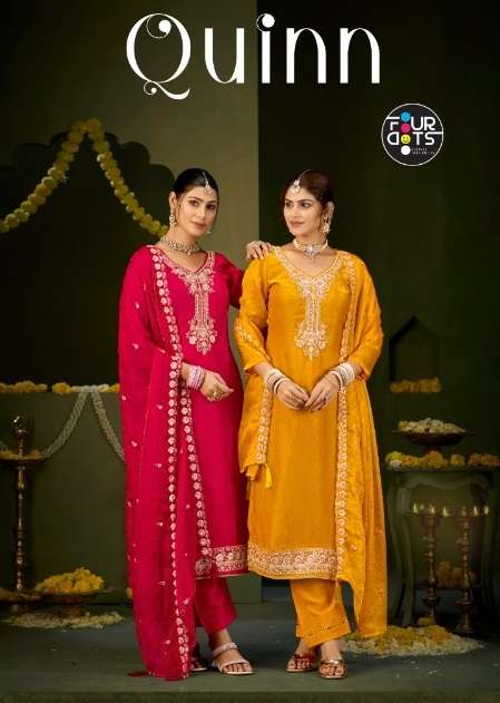 Fourdots Quinn Jacquard Slef Embroidered Khatli Handwork Salwar Kameez