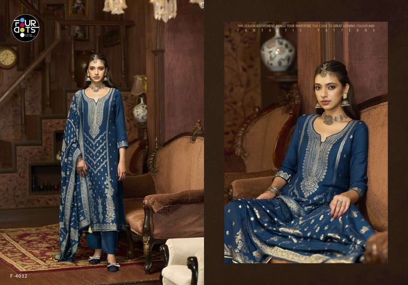 Fourdots Emmi Viscose Pashmina Jacquard Designer Work Suit