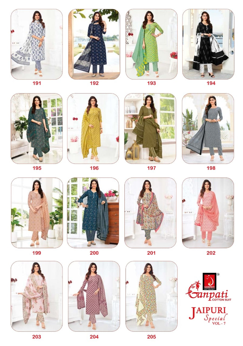 Ganpati Jaipuri Special Vol 7 Cotton Printed Regular Wear Salwar Suits