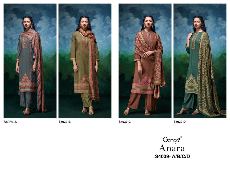 Ganga Fashion Anara 4039 Pure Pashmina Printed Embridered Work Salwar Suit